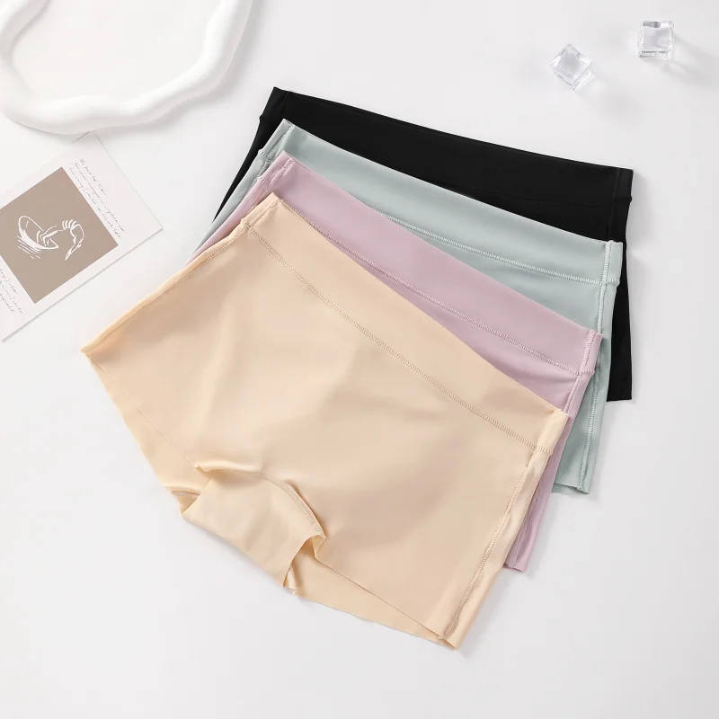 3PCS/set Plus Size Shorts Mid-rise Safety Short Pants New Ice Silk Seamless Shorts Under the Skirt Underwear Women's Panties safety shorts high waist shorts high waist panties seamless panties safety pants high waist underwear women shorts underwear