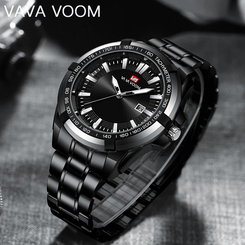 

VAVA VOOM Brand Men Watch Stainless Steel Luminous Quartz Business Casual Sports Wristwatch Waterproof Men Clock Reloj de hombre