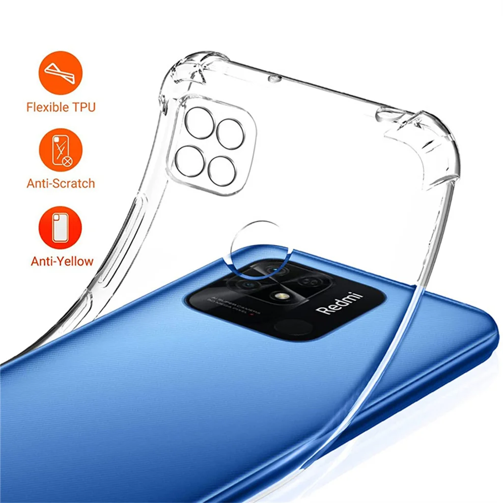redmi 10a, tempered glass + case for redmi 10a 10c soft clear shockproof silicone phone cases redmi10a xiaomi redmi 10 a cover 4