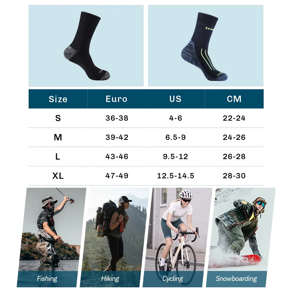 Șosete impermeabile pentru bărbați, șosete termice calde pentru zăpadă, PORELLE MEMBRANES, snowboard, ciclism, schi, bicicletă, iarnă, negru, albastru_voghion.com