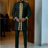 2024 Luxury Men's Suit Set Kaunda Suit Tuxedo Outfits Pocket Top Pants African Ethnic Wedding Gentleman 2pcs Sets Suit Outfits 6