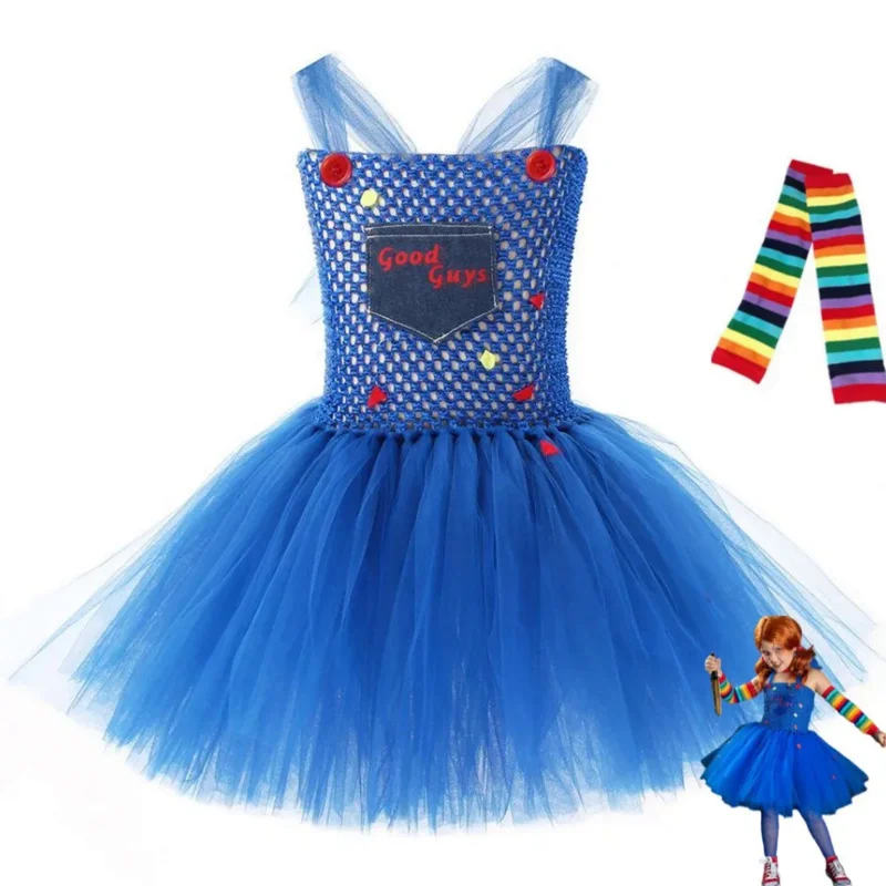

Horror movies CHILD'S PLAY Chucky cosplay costume kids Halloween fluffy dress children Girl kawaii Carnival suit