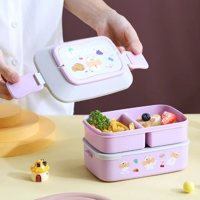Cute Lunch box Accesorios For Kids Microwave Heated Lunch Box Office  Students Picnic Fruit With Compartments Storage Containers - AliExpress