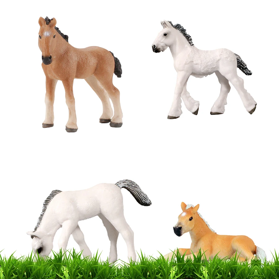 Jogo realista das estatuetas do pônei do cavalo, figuras animais, brinquedo  diminuto detalhado, topper do bolo do cavalo para a criança, presente do