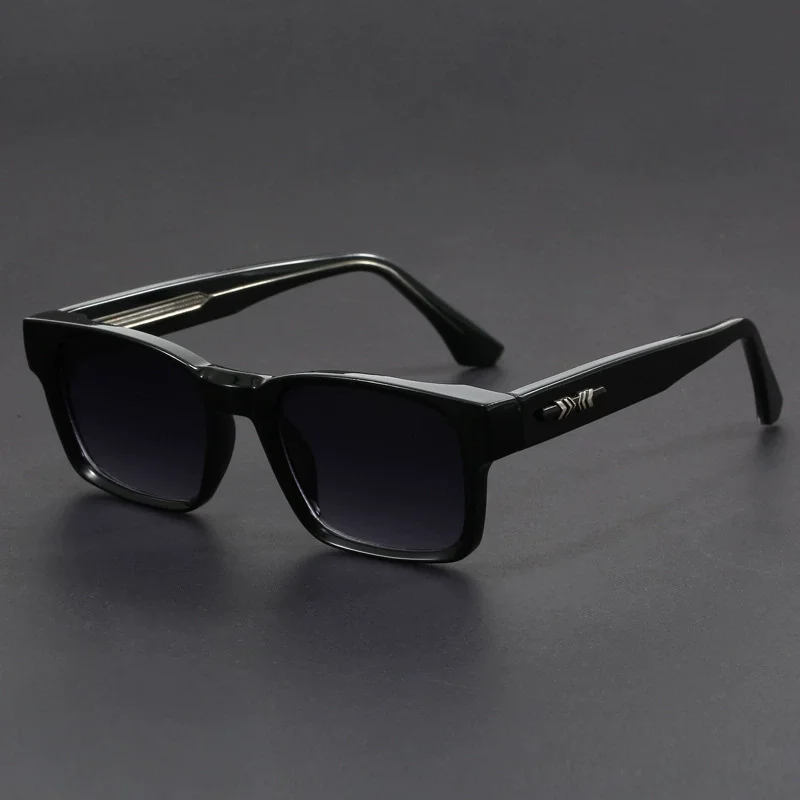 Fashionable Retro Sunglasses Fashionable Retro Square Black and Leopard Print Full Frame Anti-Uv Sunglasses for Men Japanese Simple Literary Style Shades
