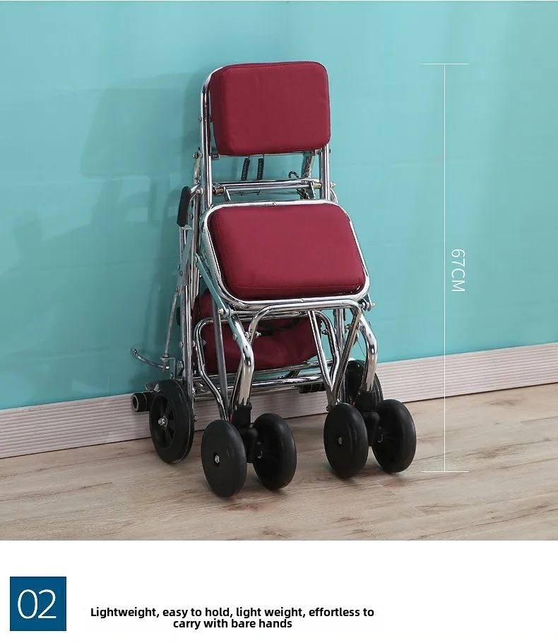 Portable household elderly scooter folding shopping seat can sit four wheels to buy food trolley pull the cart 5