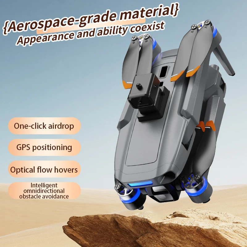 Drone GPS pliable rangé dans son étui de transport, écran tactile visible