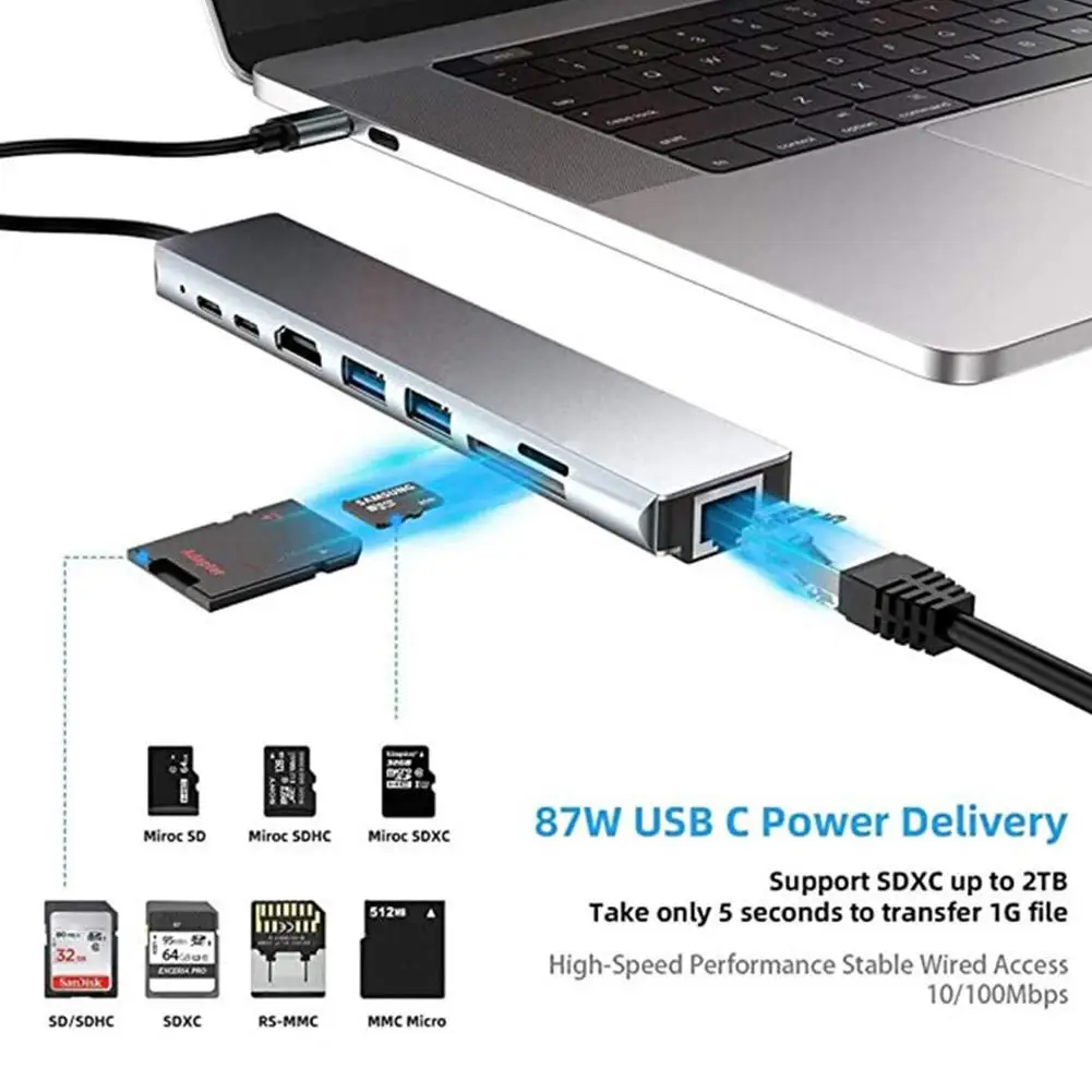CŸ  USB-ƼƮ  , Pd  ŷ , Rj45 ƼƮ 4k ̼, Usb3.0 N6m5, 8  1