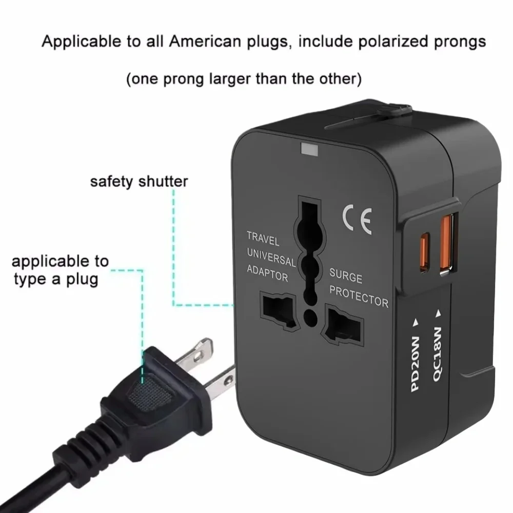 Universal Travel Adapter EU UK US AU AC Power Charger Adapter Outlet Converter Socket Plug Adaptor Connector with Dual USB Port