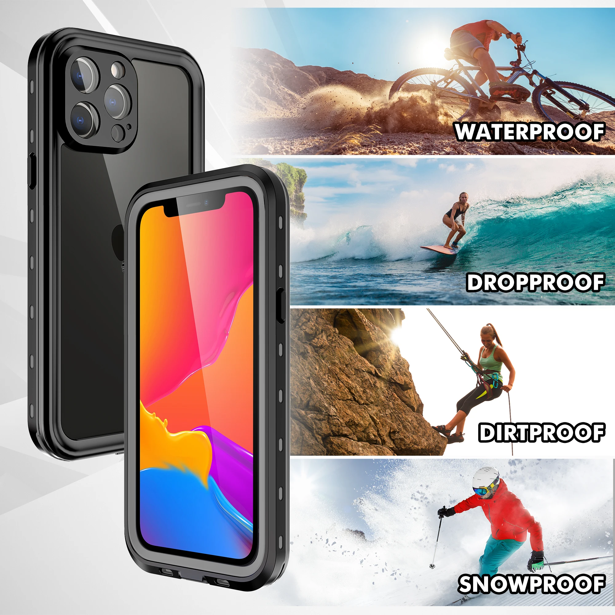Shellbox Hot Sale Rugged Waterproof Phone Case with Lens Protection