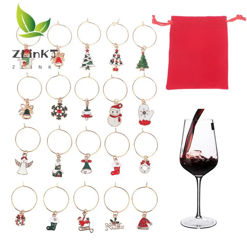 

20Pcs Christmas Wine Glass Markers Holiday Drink Marker Charms for Wine Glasses