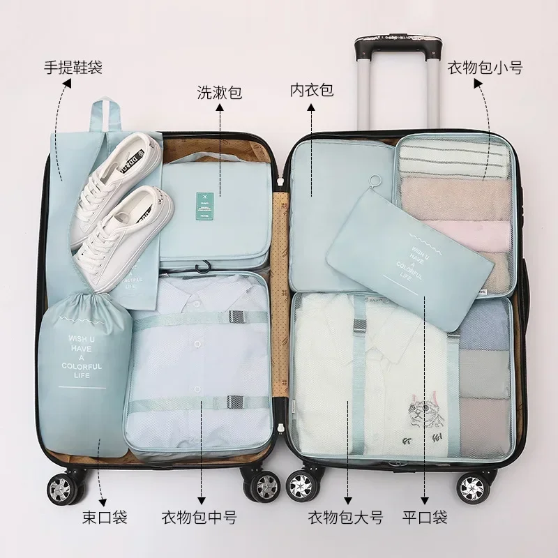 

8Pcs Packing Cubes Travel Luggage Home Organizer Storage Bags Suitcase Cases Clothes Shoe Tidy Pouch Toiletries Wash Holder
