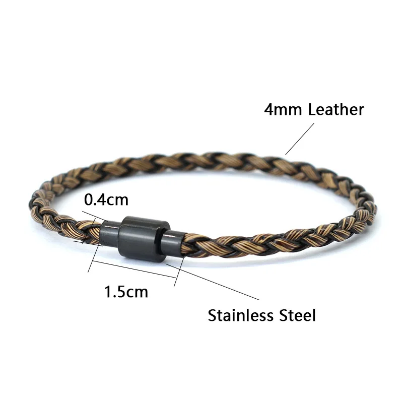Mens Leather Stainless Steel Magnetic Buckle Punk Bracelet