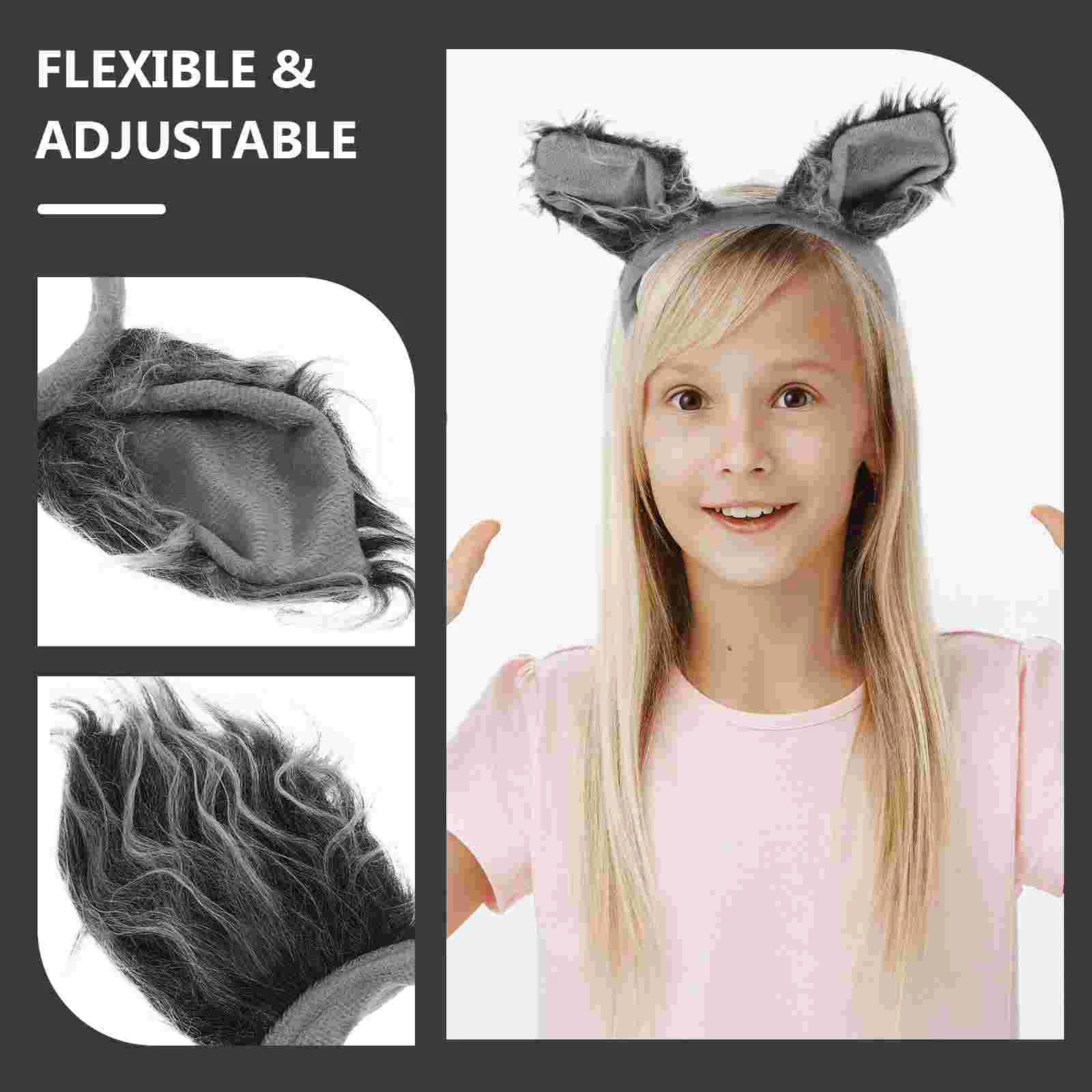 Ears Set With Tail Headband Party Costume Prop Animal Accessories Stage Performance Costumes Wolf Hairband Cosplay