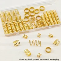 110 Pcs Gold Hair Jewelry for Braids and Dreadlocks - Metal Rings, Cuffs, Clips Accessory Decorations - Golden Yellow 3