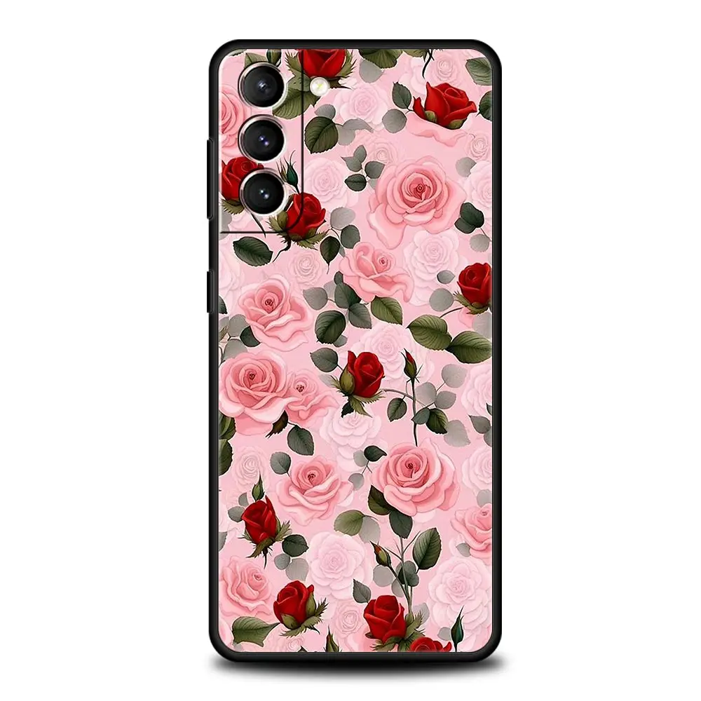 Elegant Red Rose Floral Soft Silicone Phone Case Cover