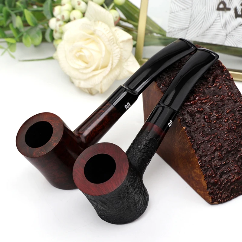 MUXIANG Briar 나무 망치 모양 수제 구부러진 줄기 담배 파이프 흡연 9mm 필터 10 파이프 청소 도구 aa0275s