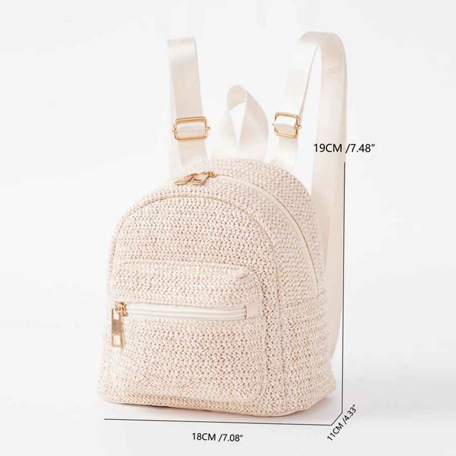 Summer Mini Straw Backpack Bag For Women Woven Handmade Handbag