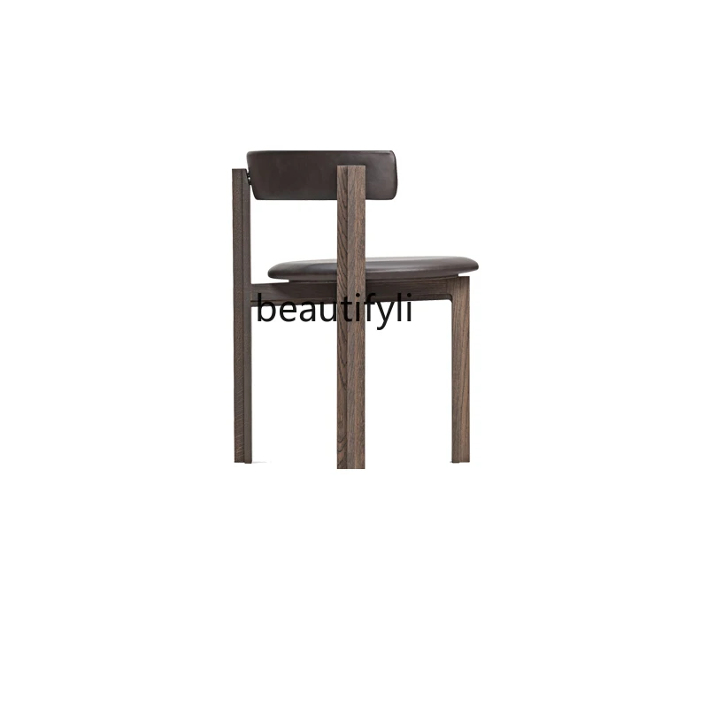 

French Cream Style Solid Wood Dining Chair Household Restaurant Armchair Oak Quiet Style Leisure Chair Soft Bag
