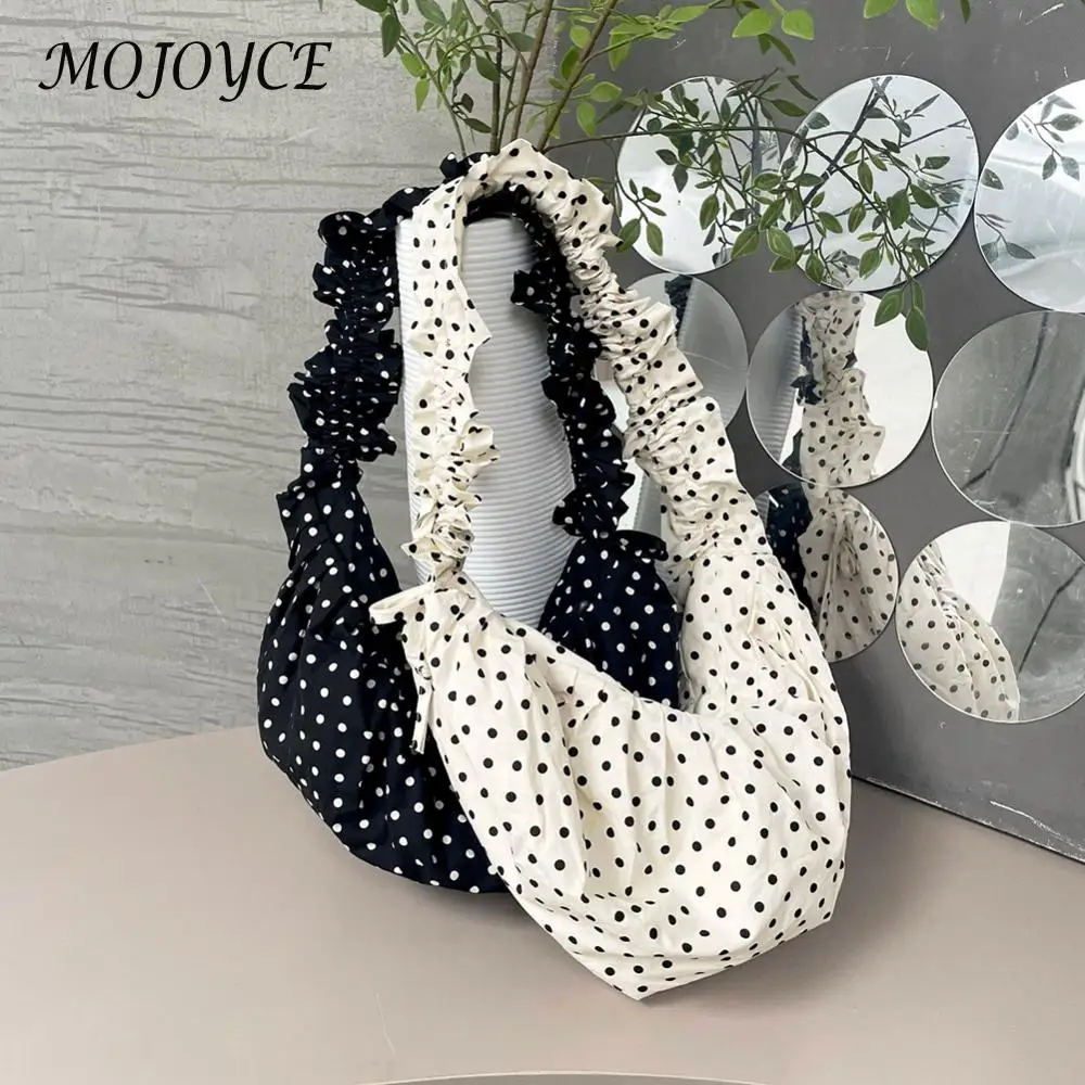 Women Retro Polka Dot Large Capacity Shoulder Bag Versatile Tote for Fashionable Outdoor Travel and Daily Use 2