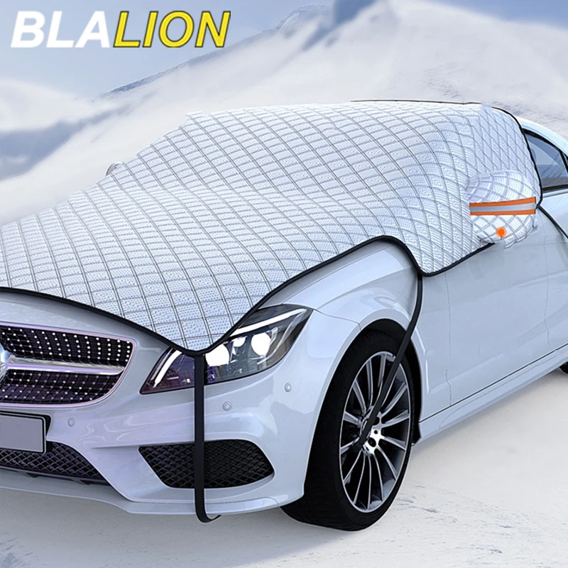 BLALION 자동차 앞 유리 거울 반사 바 커버, 자동차 햇빛가리개 눈 얼음 보호 커버, 겨울 여름 앞 유리 실드