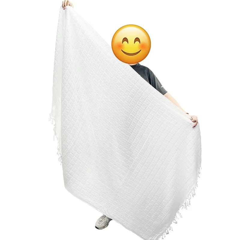 1pcs/108*215cm Pilgrimage Scarf Ihram Hajj Towel Saudi Arabian Muslim Prayer Cotton White Tassel Men's Shawl Abaya Rope Hombre
