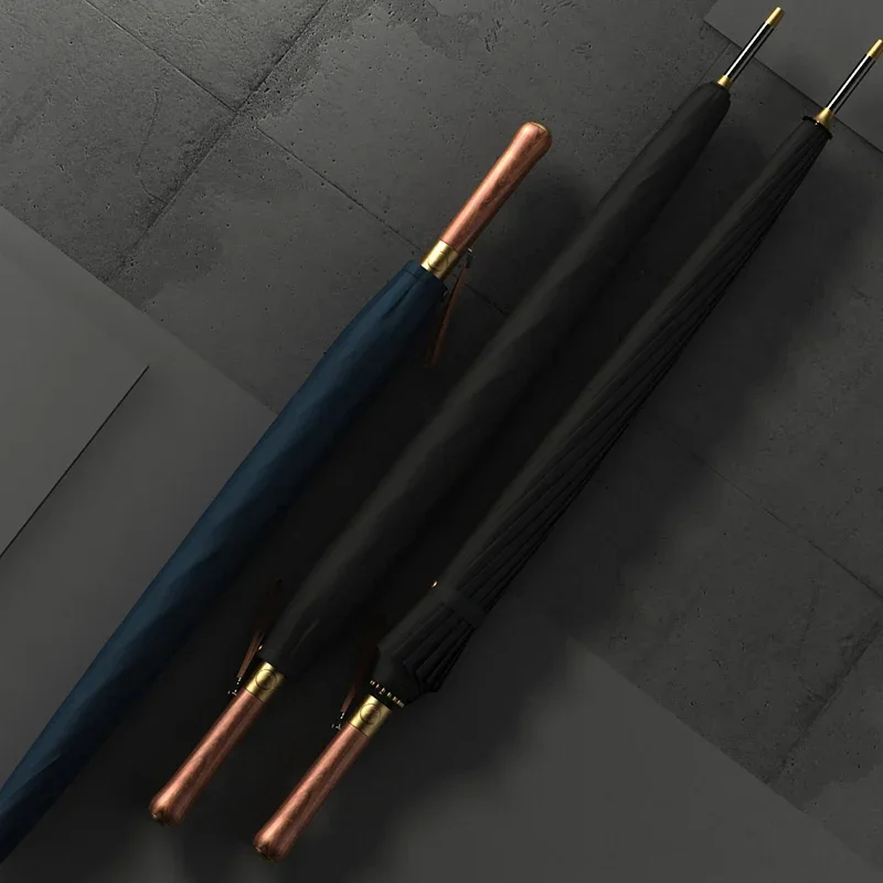Wind Resistant Umbrella Windproof Umbrella 112cm Large Long 16 Ribs Umbrella Mental Wooden Handle For Men