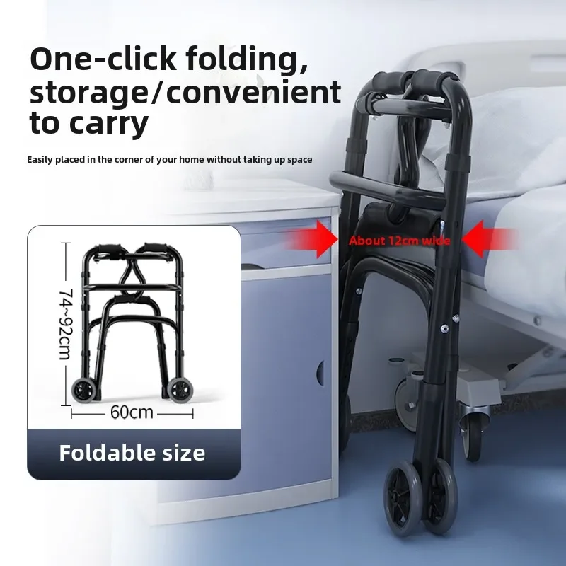 Elderly Walkers Can Sit Non-slip Medical Crutches, Aluminum Alloy Disability Mobility Aids Walking Carts Rehabilitation Walkers 2