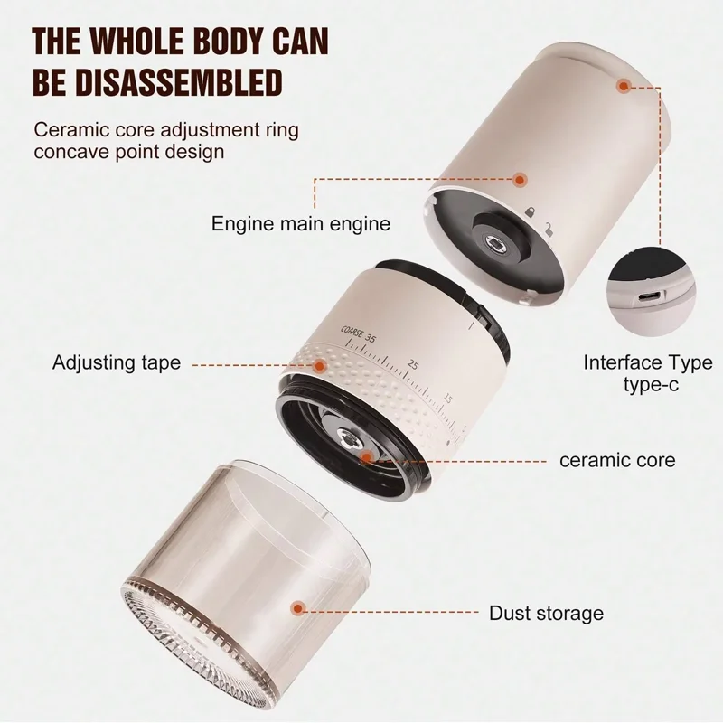 Automatic 38 levels adjustment drip hand coffee bean grinder digital smart for travel coffee grinder