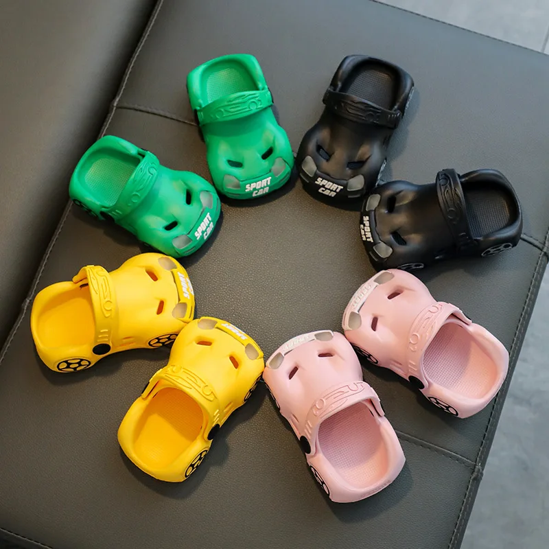 EVA Kids Sandals New Summer Luminous Cartoon Car Outdoor Toddler Shoes Cute Boys Girls Soft Bottom Sandals Slippers Beach Shoes
