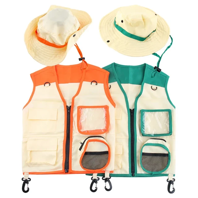 Children Toys Kids Explorer Costume Kit Including Vest and Hat Dress Up  Children Gift for Outdoor