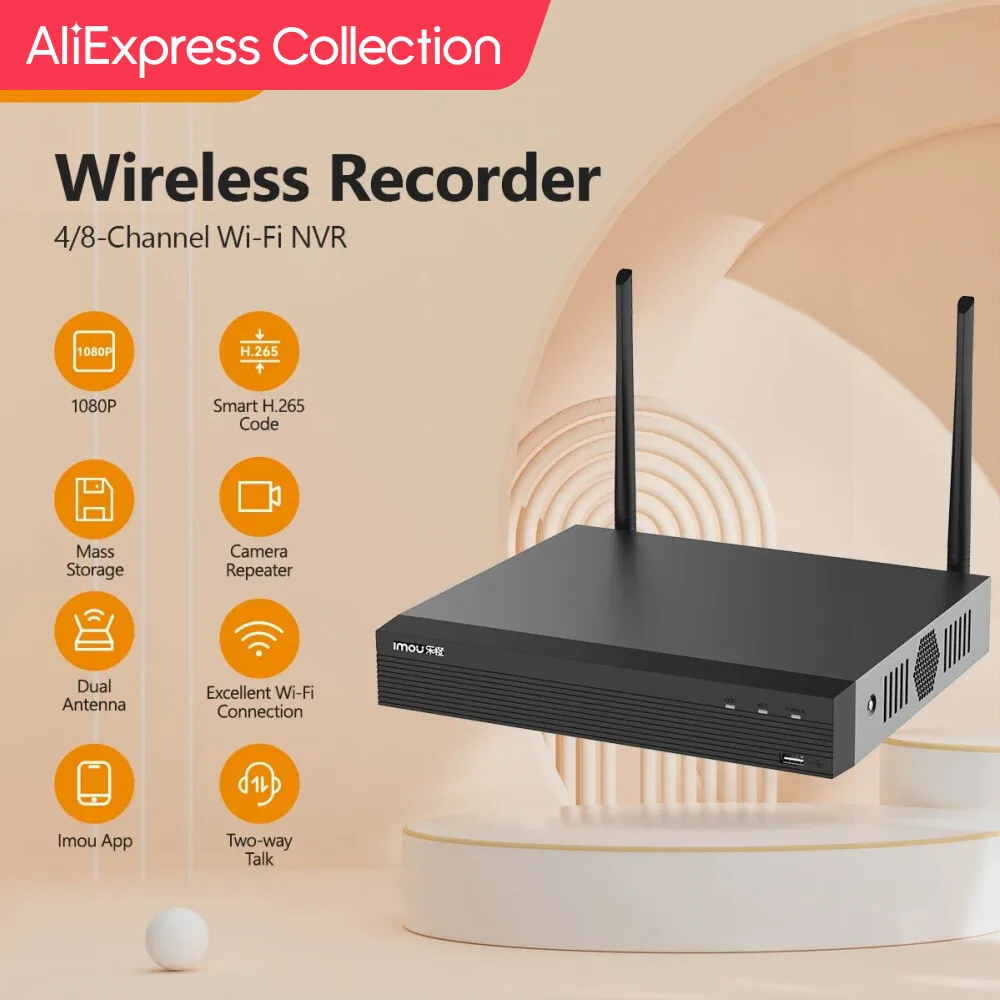 Aliexpress Collection Imou Wi-Fi 1080P Nvr 8Ch Wireless Nvr Risoluzione Forte Guscio In Metallo Conforme Agli Standard Onvif
