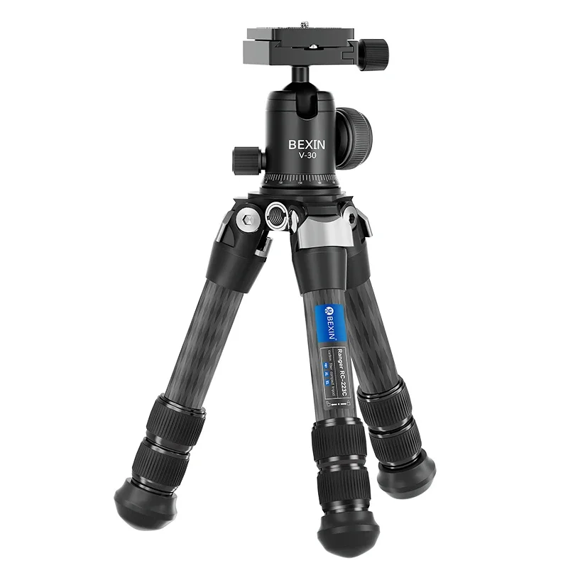 

Mini Carbon Fiber Tripod Compact Lightweight Portable Tabletop Tripods with Handle Ball Head Max Load 10kg for DSLR Camera Phone
