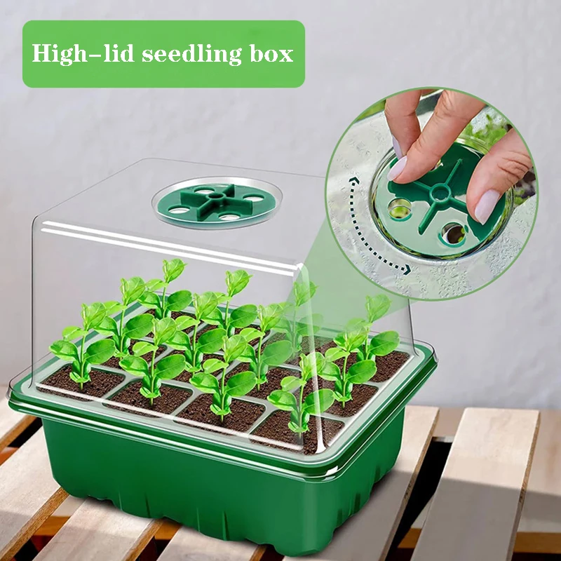 Heightened Three-Piece Seedling Box Set with Lid 6/12 Hole Design Succulent Vegetable Breeding Pot Gardening Plant Care Kit