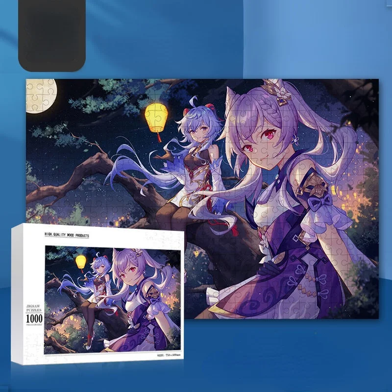 Аниме-пазлы Genshin Impact Game Hu Tao Keqing деревянные игрушки бритвы пазл 300 шт. развивающая