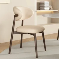 Patio Accent Dining Chair Kitchen Wooden Furniture Modern Retro Nordic PU Leather Restaurant Italian Furniture Kitchen Luxury 1