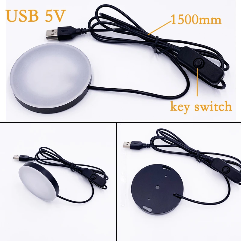 New USB 5V DC12V 24V LED Indoor Downlight Thin Round Light Display Cabinet Light 3W , For Campervan Cabinet Decorative Lighting