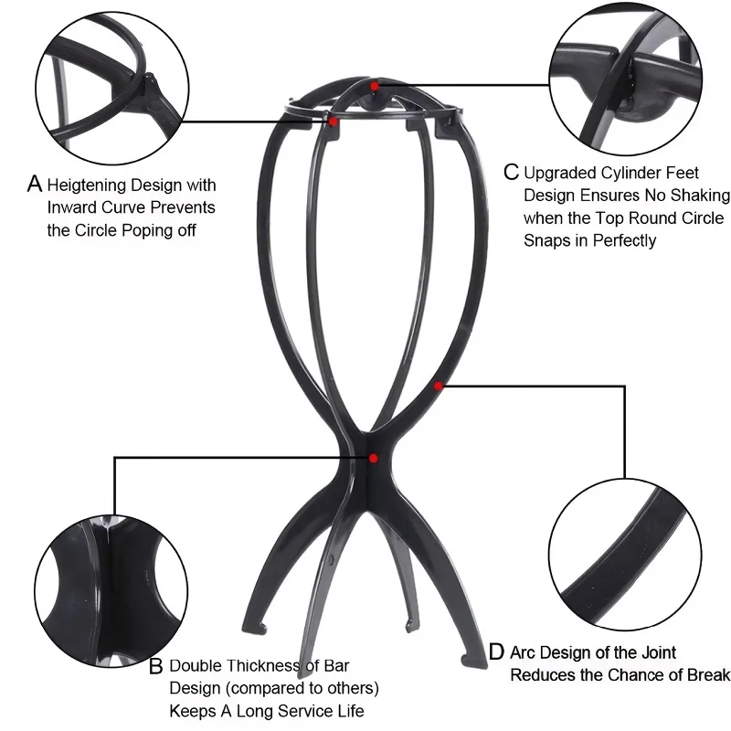 Collapsible Wig and Hat Display Stand - Durable Travel-Friendly Styling Holder