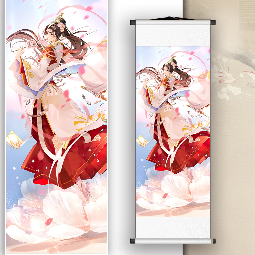 

New Hua Cheng Xie Lian Hanging Picture Scroll Tian Guan Ci Fu Fiugre Printed Poster Scroll Picture Home Wall Decor Accessories B