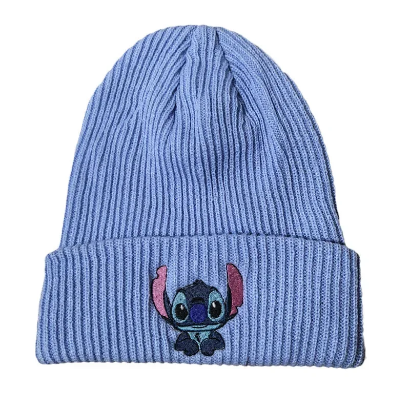 Stitch Knit Hat Cartoon Embroidered Benie Cap Cute Unisex Warm Stretchy Hats Christmas Gift for Adult Kids Outdoor Thermal Caps 5
