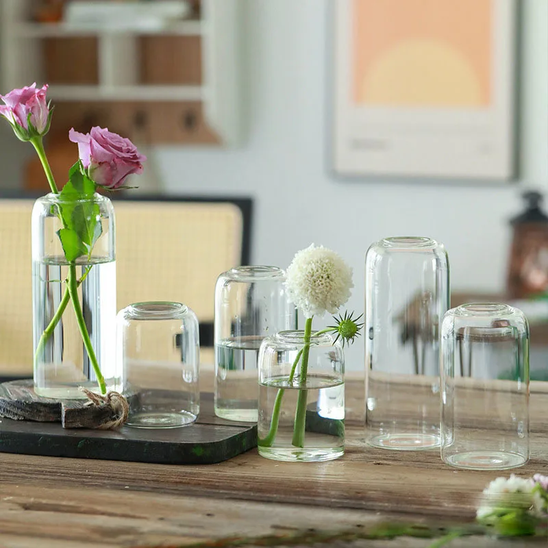 Glass Bud Vases Set of 3, Modern Small Flower Vase in Bulk for Wedding Decorative, Clear Glass Vase for Party Events Centerpiece 5