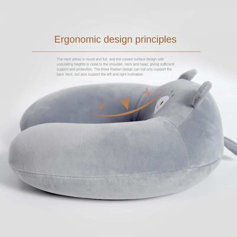 Cartoon U-shaped Pillow Travel Neck Pillow Slow Rebound Memory Foam Neck Soft Comfortable Car Airplane