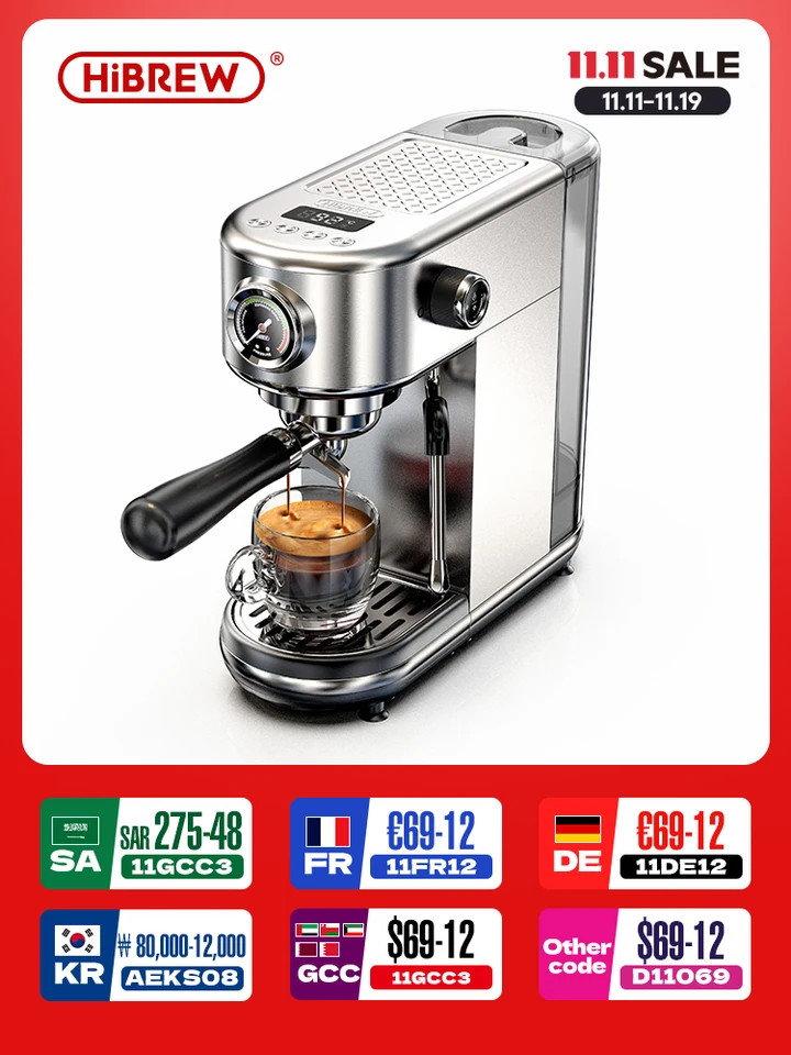 HiBREW 20Bar Semi Automatic Espresso Coffee Machine Temperature