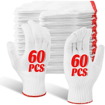 1/30 paia di guanti protettivi guanti in filo di cotone da lavoro nylon spesso filato bianco guanti in filo di cotone resistenti all'usura guanti