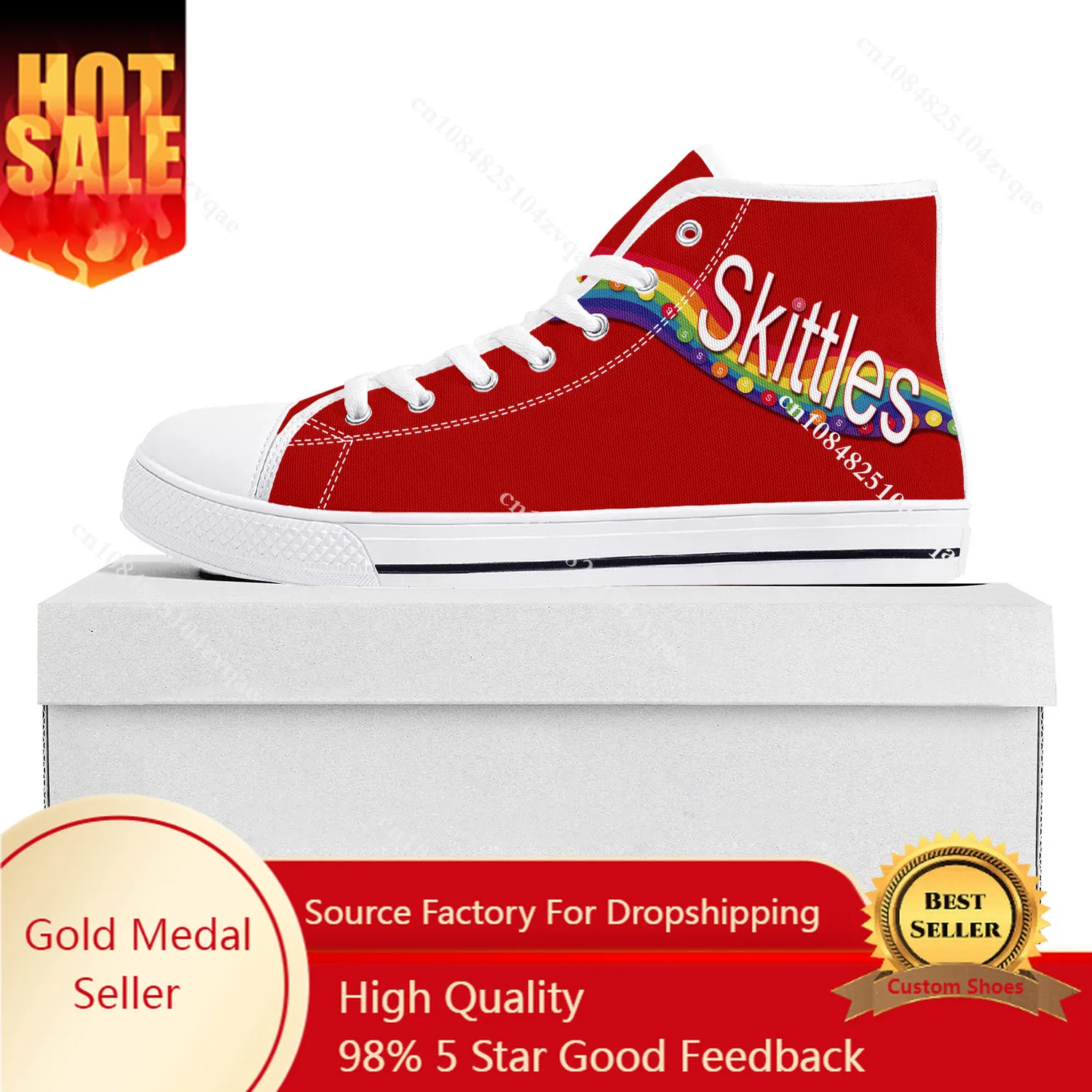 

Skittles Fruity Candy High Top High Quality Sneakers Mens Womens Teenager Canvas Sneaker Casual Couple Shoes Custom Made Shoe