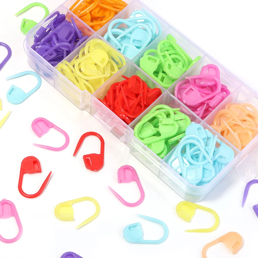200Pcs/Lot Needle Clip Hook Mixed Locking Stitch Markers Colorful Plastic Small Clip Knitting Crochet Knitting Accessories