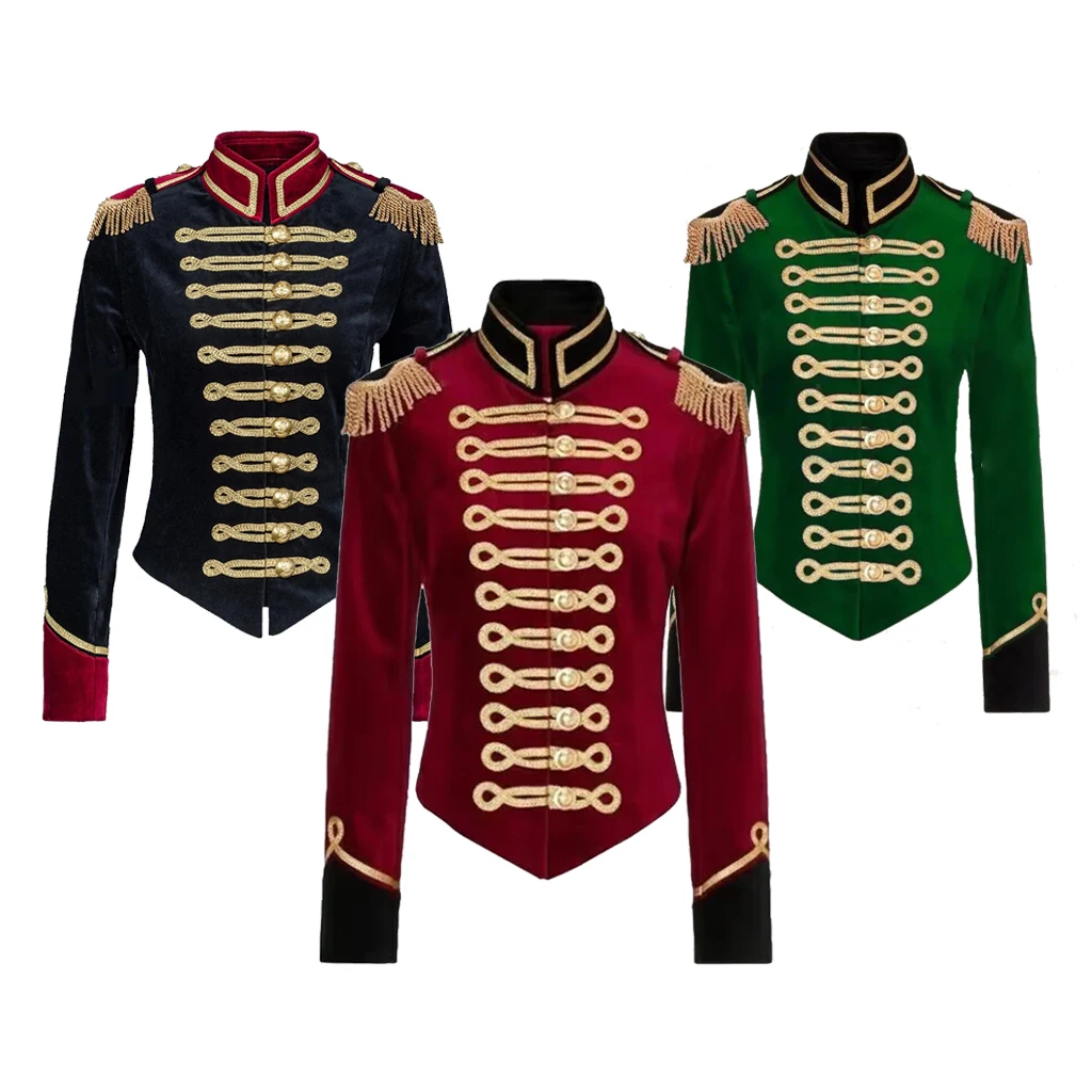 Donne militare gotico nero Hussar Cosplay ufficiale giacca Light