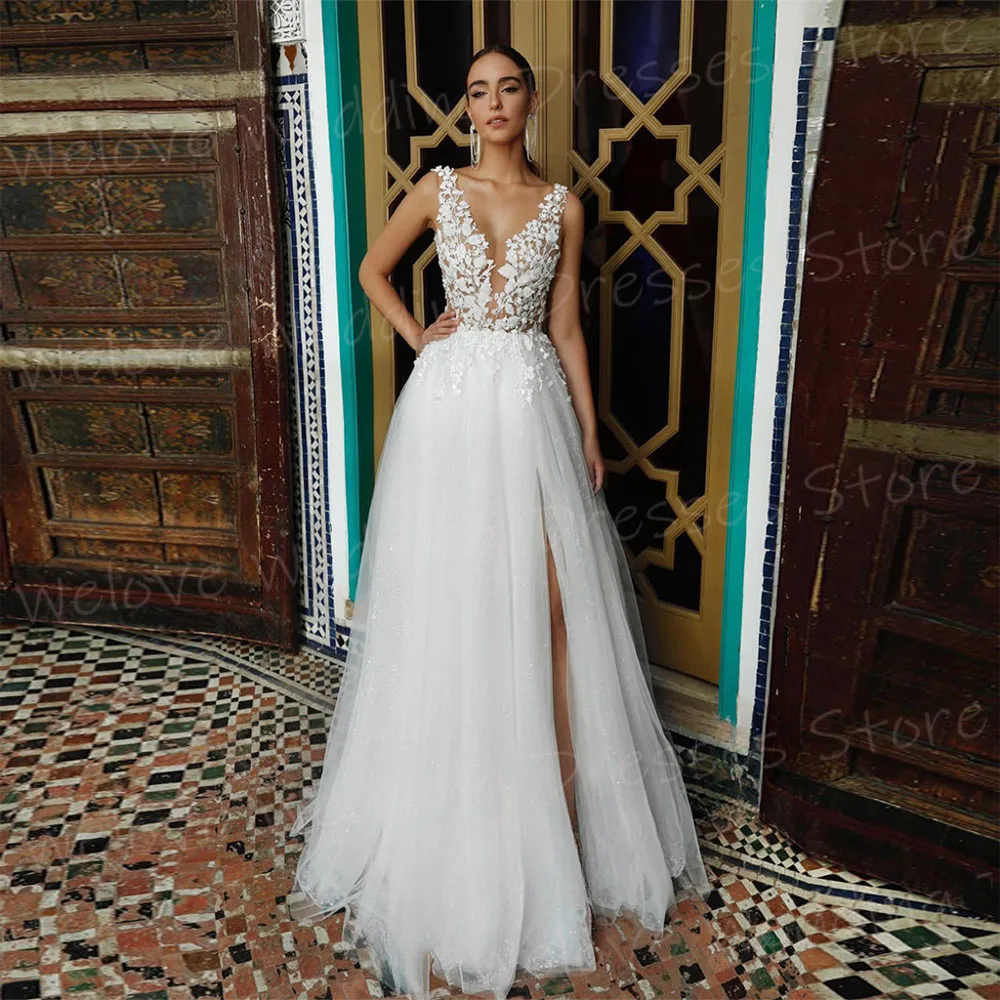 Wish Mesh Split New Light Women's Wedding Dress