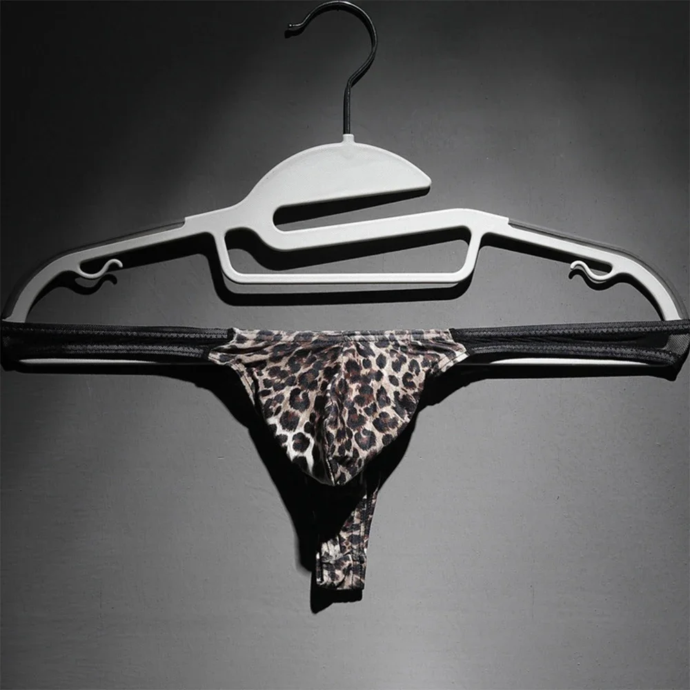 

Men's Sexy Bikini Pouch Leopard G-String Jockstrap Tangas Low Rise Thong T-Back Underwear Underpants Male Soft Panties Nightwear