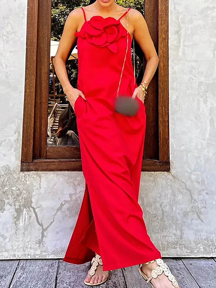 

Summer Women Loungewear Sleeveless Maxi Dress, Fashion Backless Elegant Party Dress, 2024 Holiday Simple Ladies Dress Vestidos